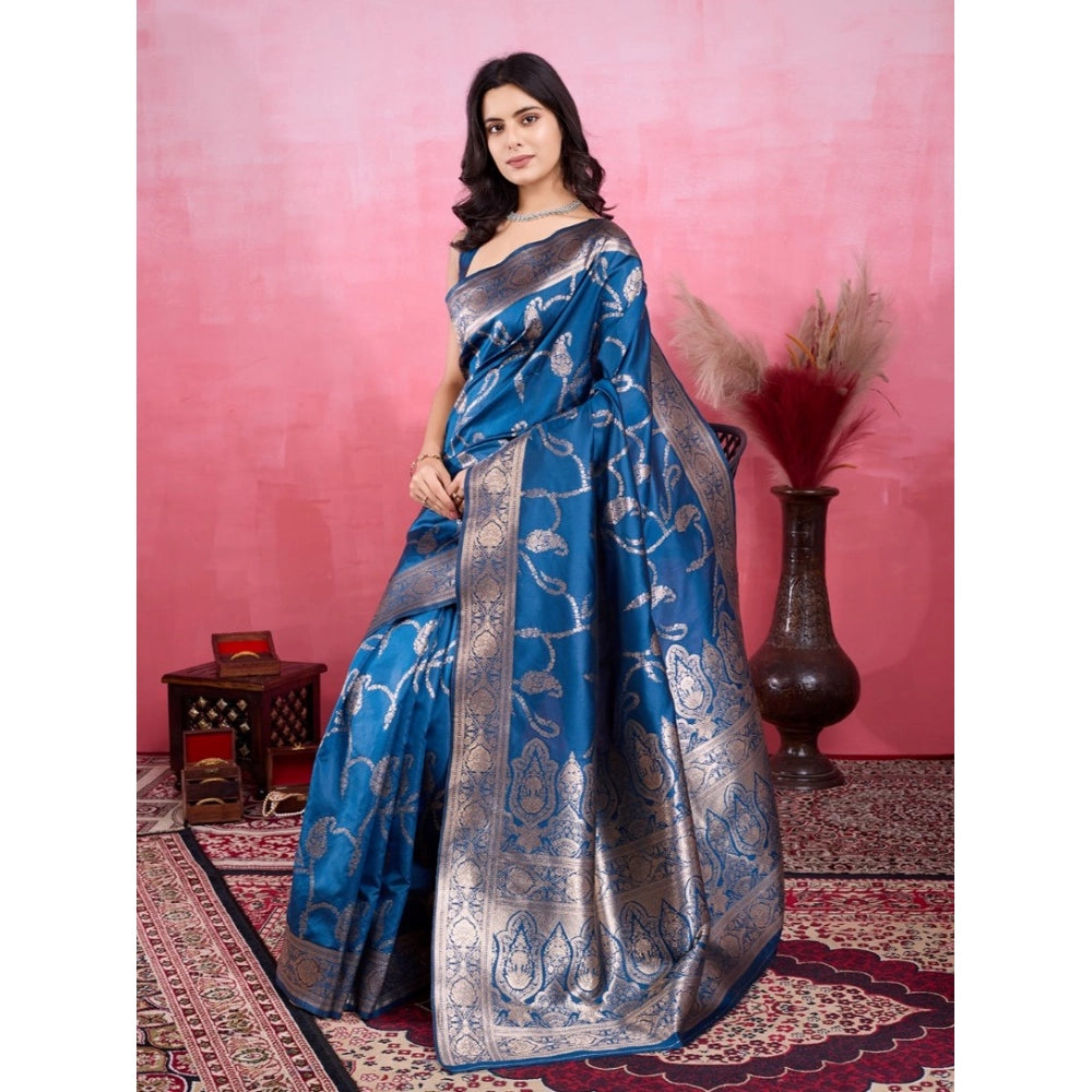 Sophisticated Women's Banarasi Silk Printed Saree With Blouse Piece