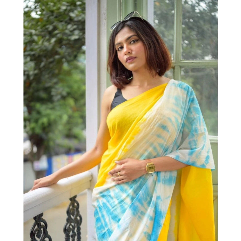 Fabulous Women's Linen Printed Saree With Blouse Piece