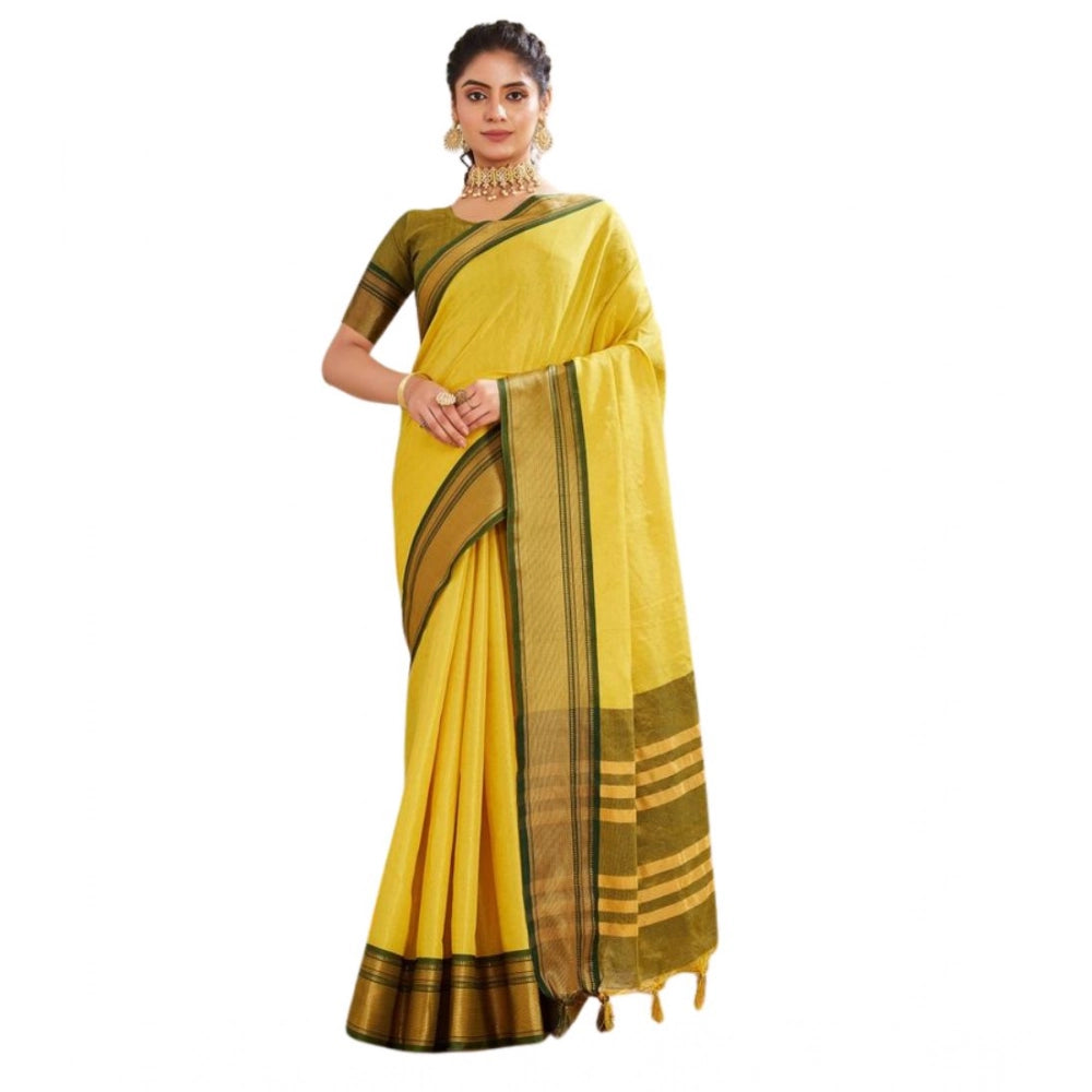 Glamorous Women's Silk Blended Jaquard Woven Saree With Blouse Piece