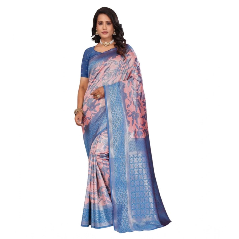 Jaunty Women's Banarasi Silk Jaquard Woven Saree With Blouse Piece