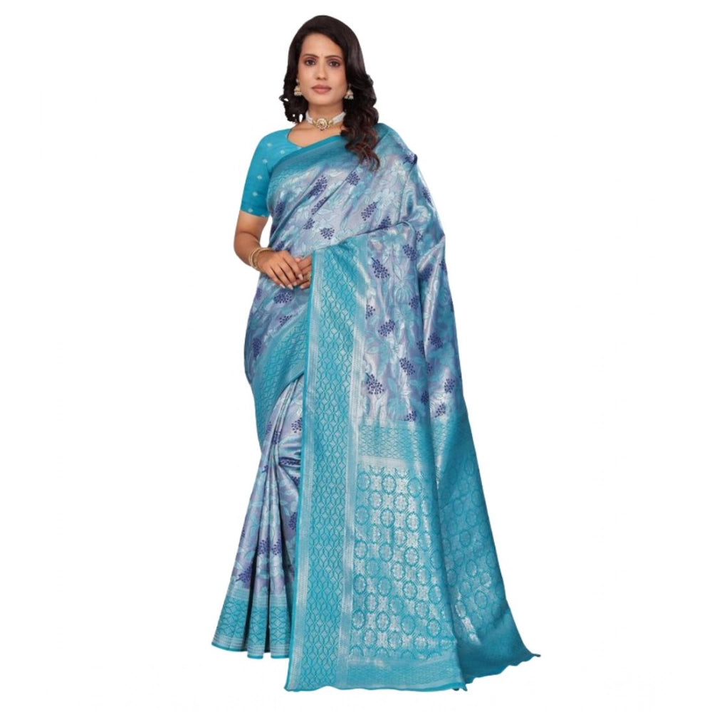 Jaunty Women's Banarasi Silk Jaquard Woven Saree With Blouse Piece