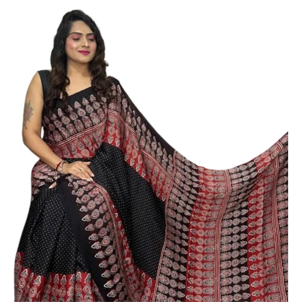 Sassy Women's Satin Printed Saree With Blouse Piece