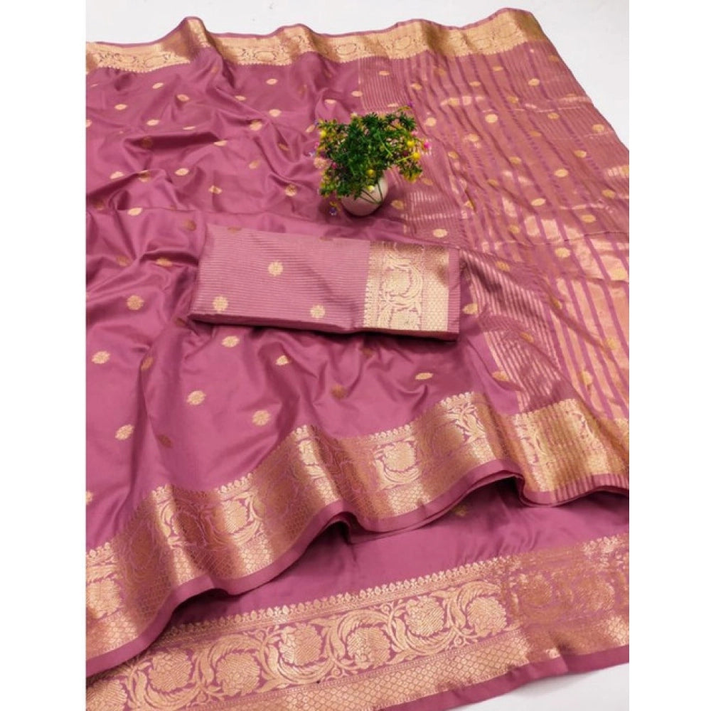 Retro Women's Jacquard Silk Jaquard Woven Saree With Blouse Piece