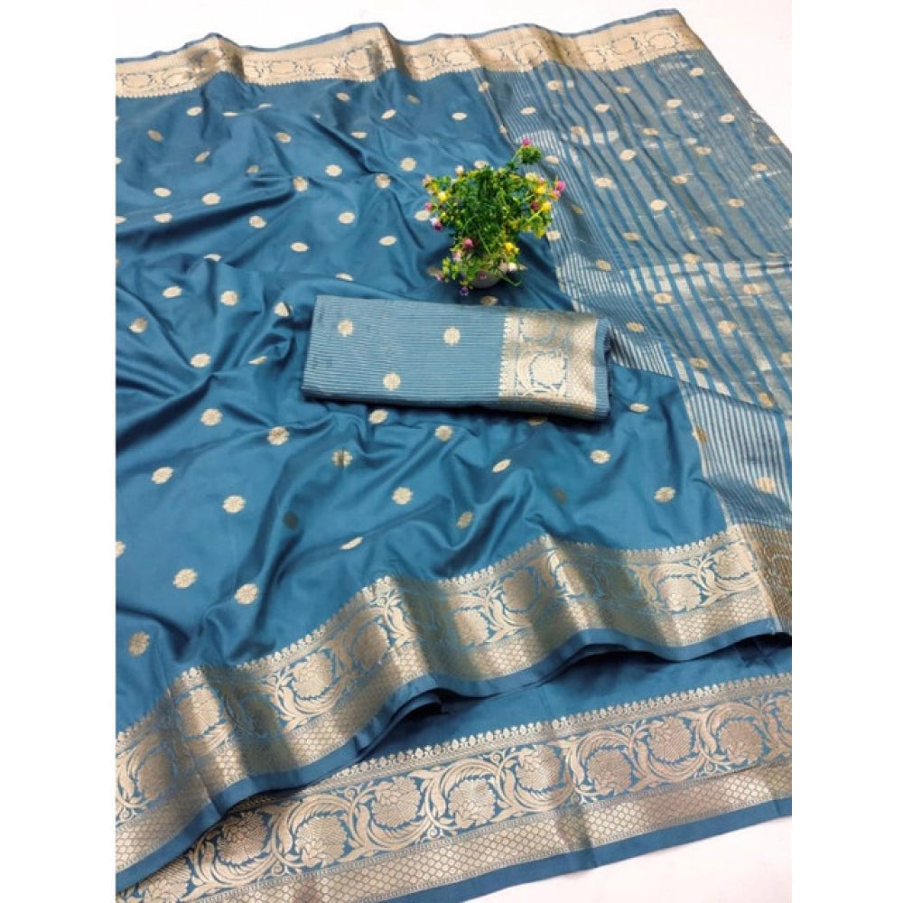 Retro Women's Jacquard Silk Jaquard Woven Saree With Blouse Piece