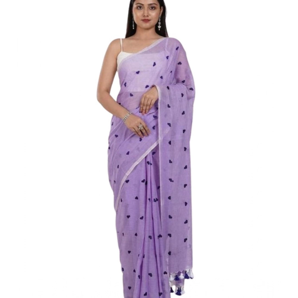 Groovy Women's Linen Printed Saree With Blouse Piece