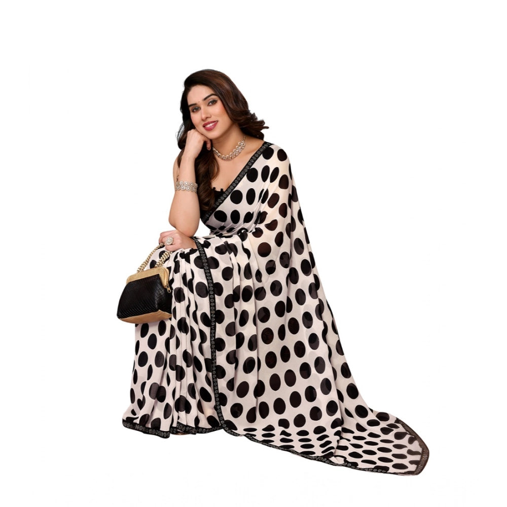 Feminine Women's Georgette Printed Saree With Blouse Piece