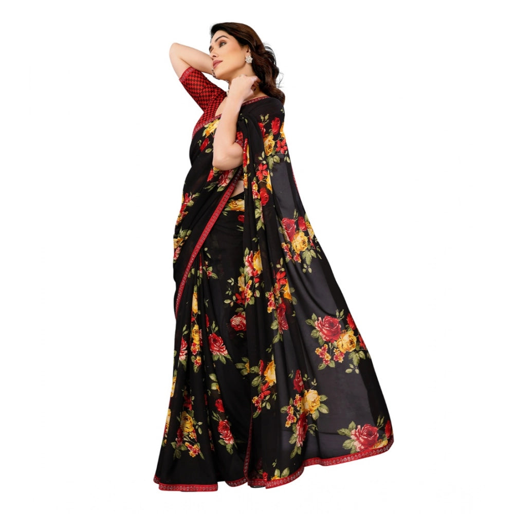 Urbane Women's Georgette Printed Saree With Blouse Piece