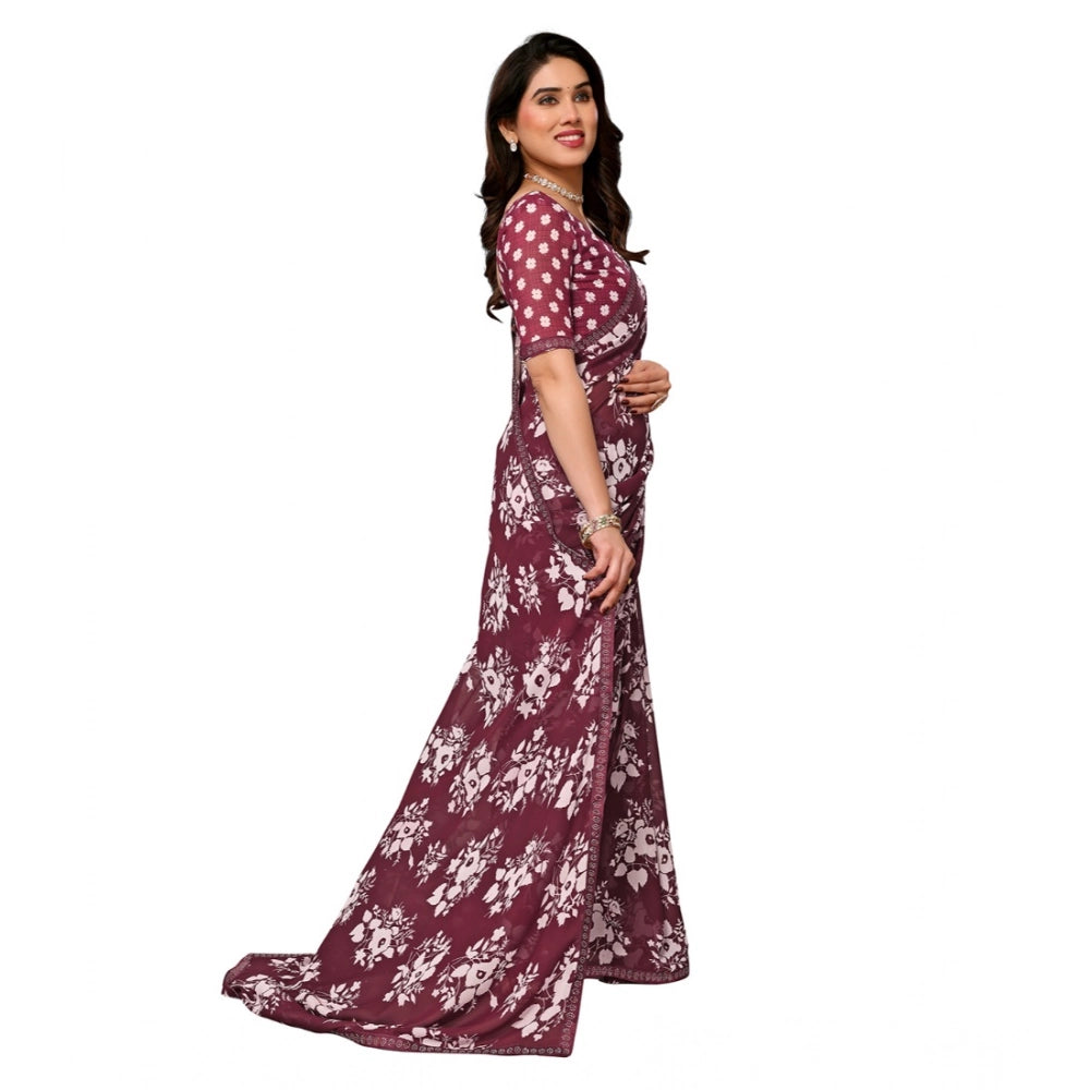 Urbane Women's Georgette Printed Saree With Blouse Piece
