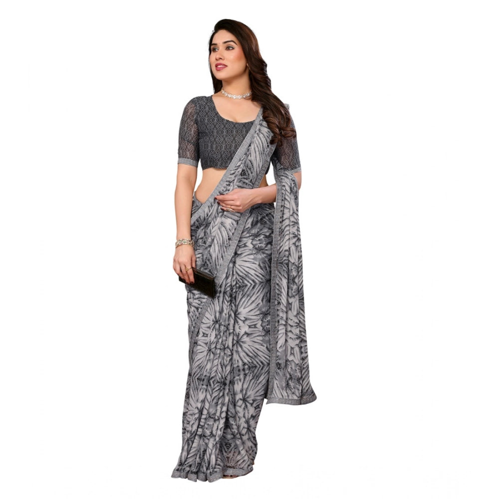 Urbane Women's Georgette Printed Saree With Blouse Piece