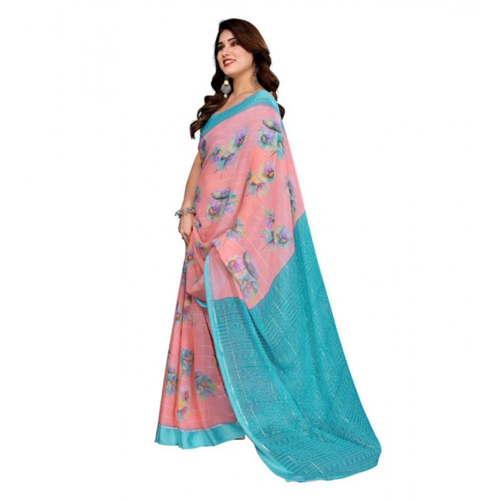 Twinkling Women's Georgette Printed Saree With Blouse Piece