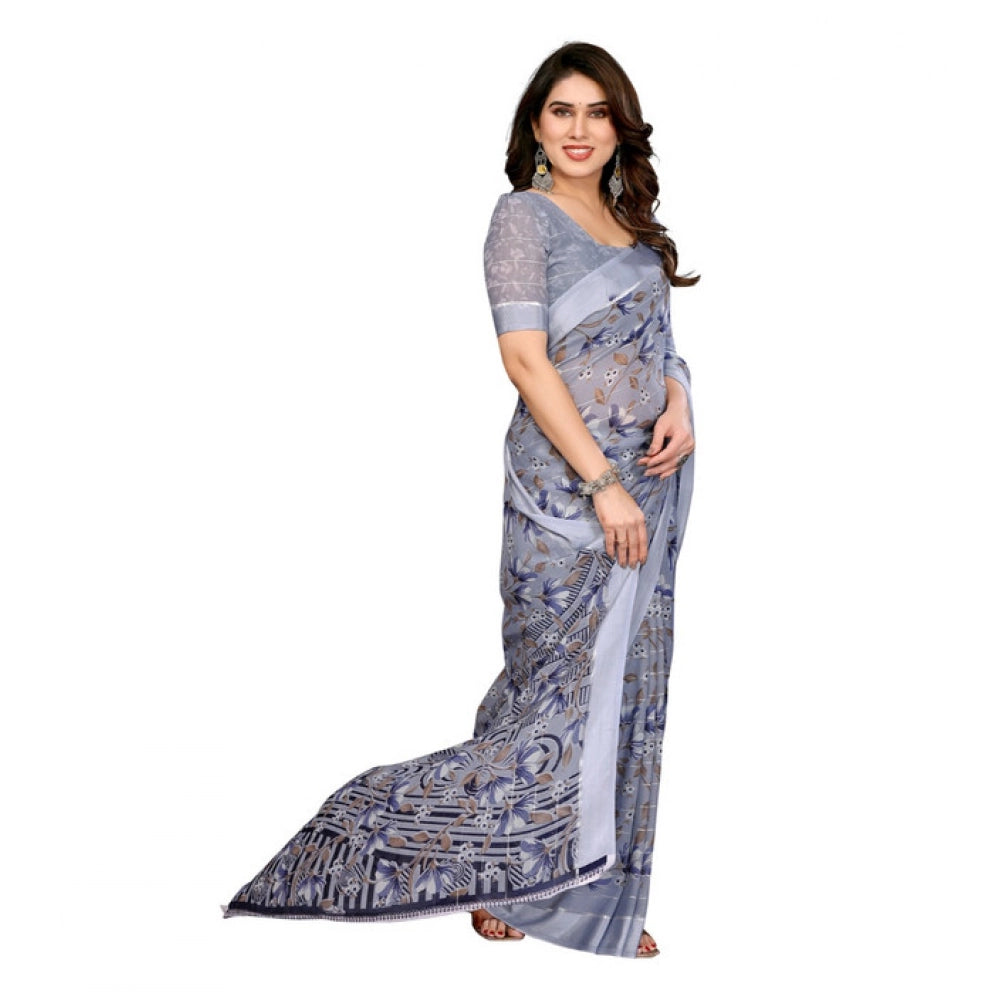 Twinkling Women's Georgette Printed Saree With Blouse Piece
