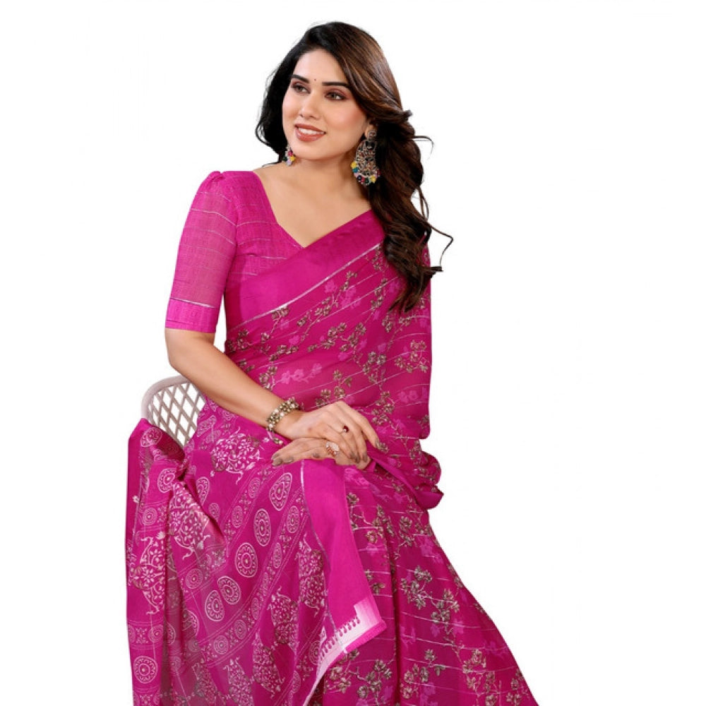 Traditional Women's Georgette Printed Saree With Blouse Piece
