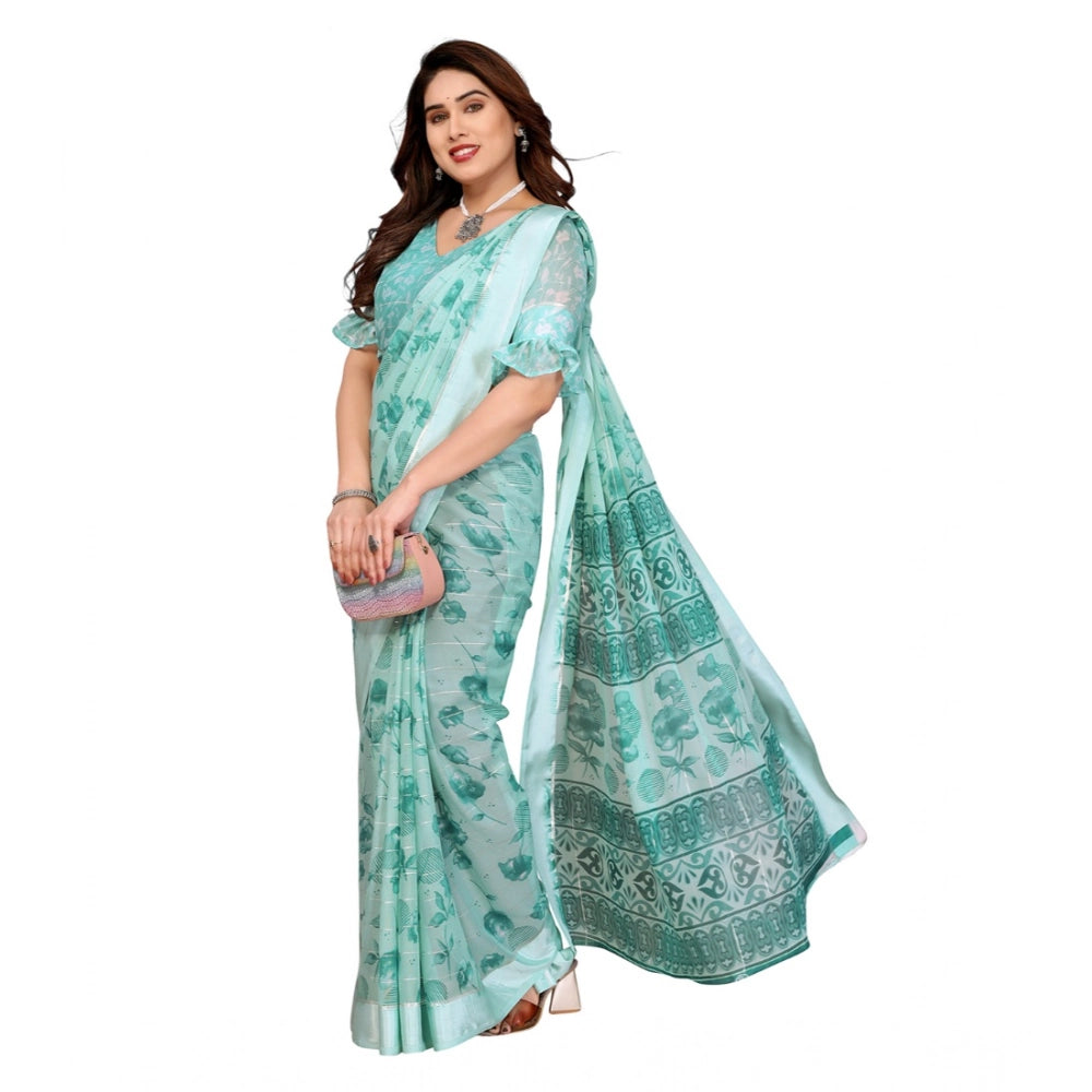 Traditional Women's Georgette Printed Saree With Blouse Piece