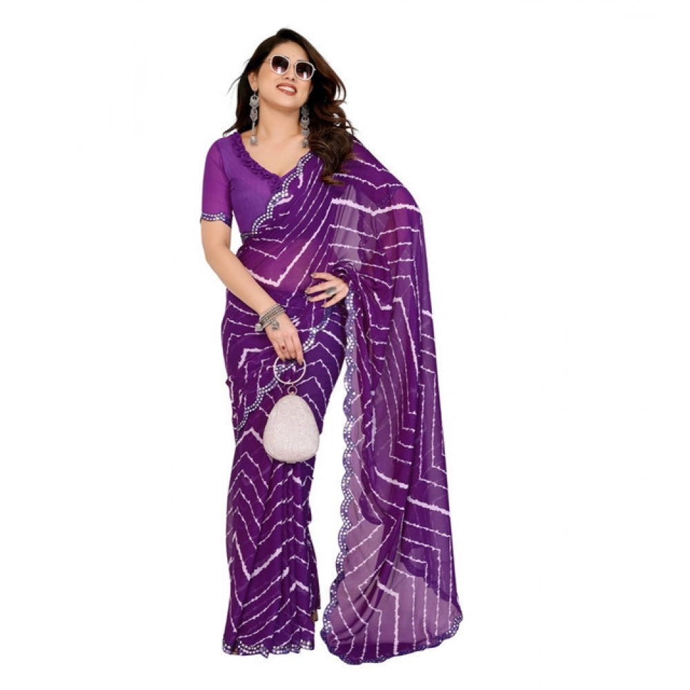 Delicate Women's Georgette Printed Saree With Blouse Piece