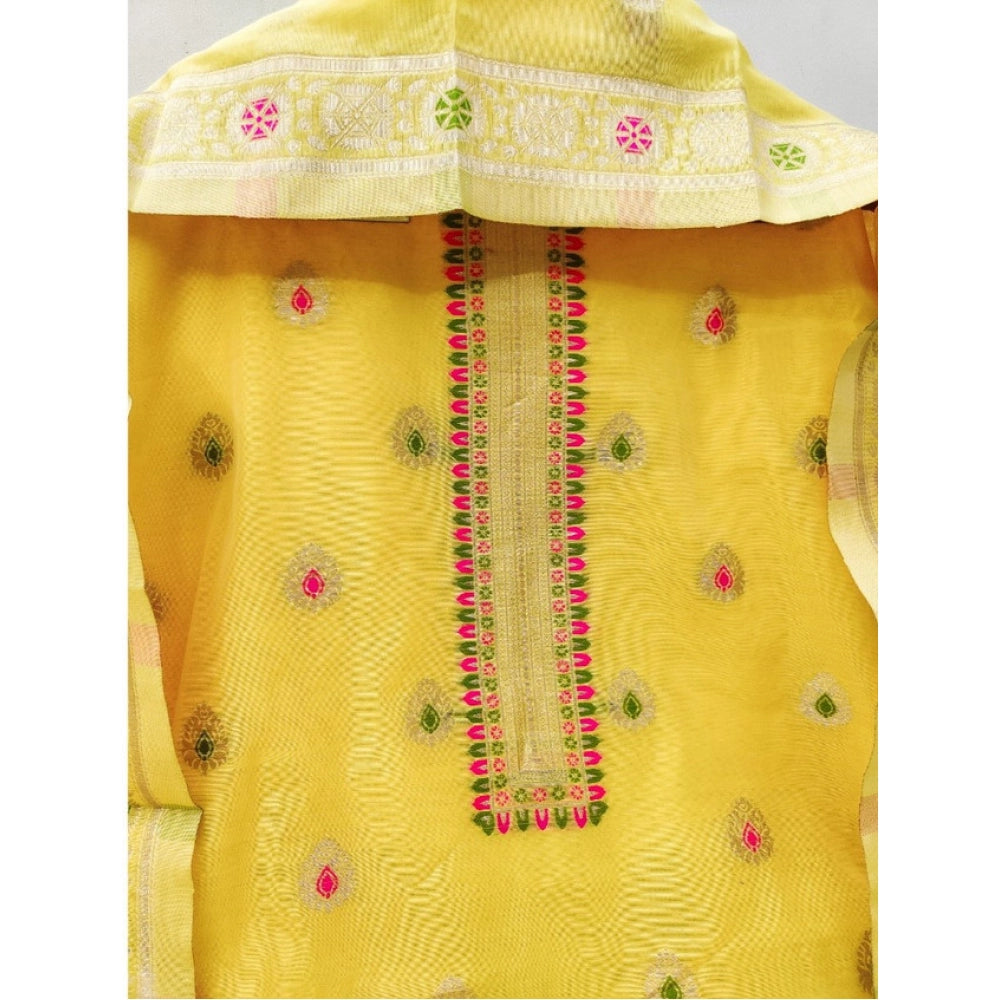 Wonderful Women's Banarasi Silk Printed Unstitched Salwar Suit Dress Material With Dupatta