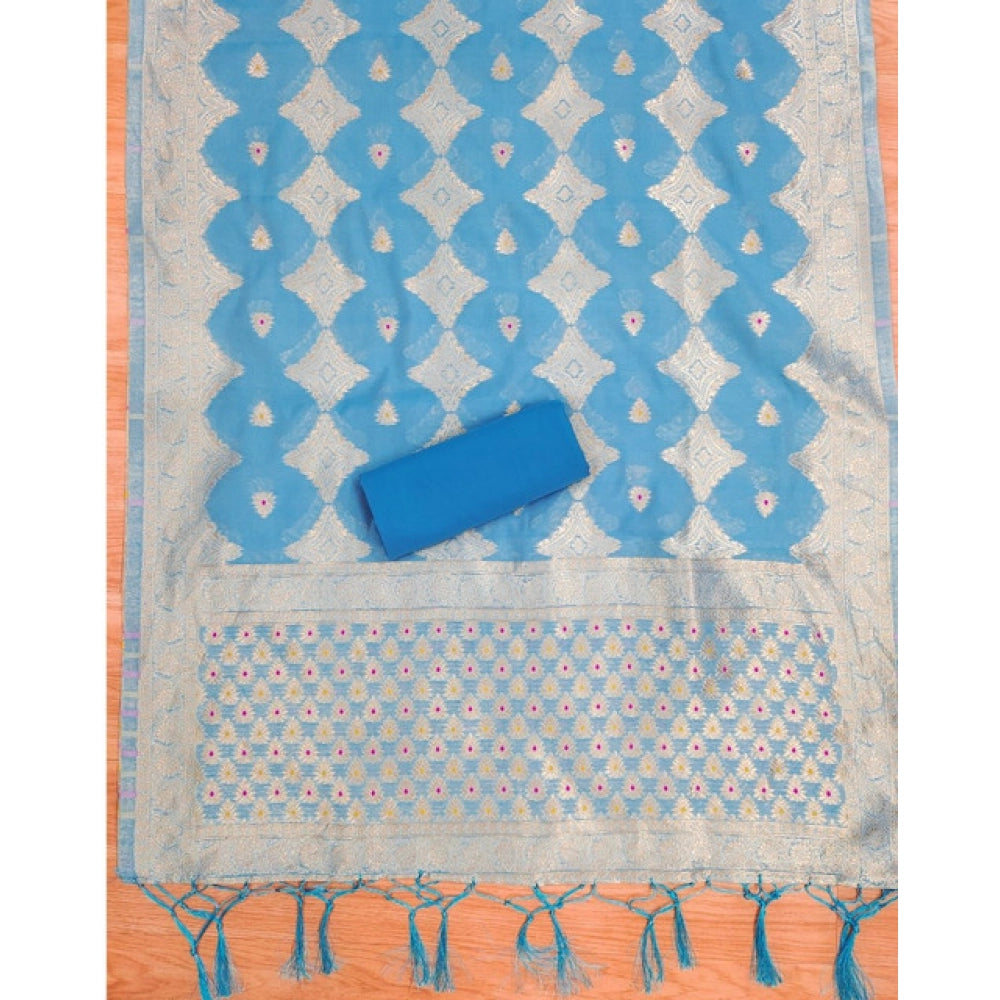 Trendy Women's Banarasi Silk Printed Unstitched Salwar Suit Dress Material With Dupatta