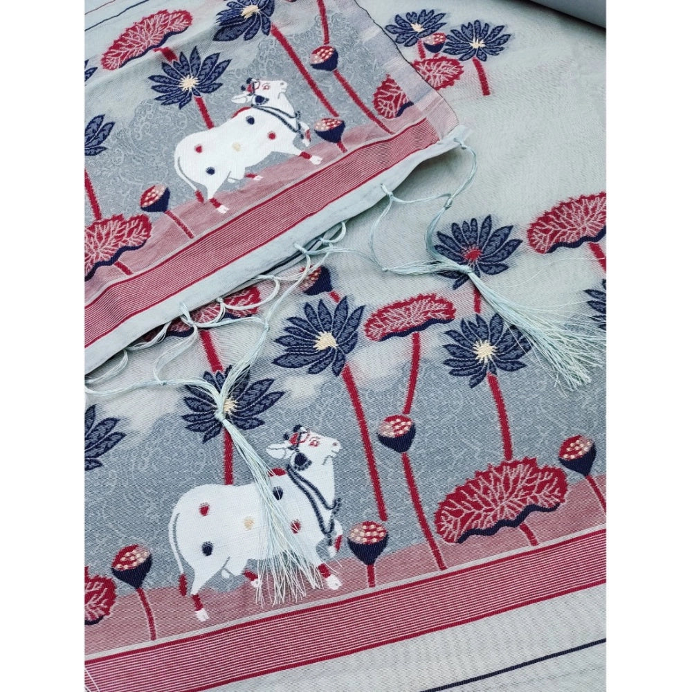 Graceful Women's Banarasi Silk Printed Unstitched Salwar Suit Dress Material With Dupatta