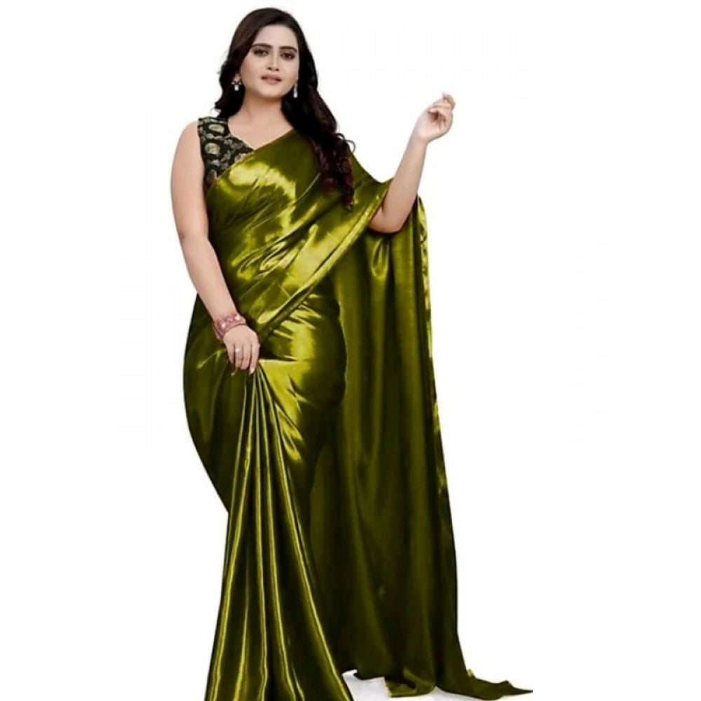 Royal Women's Satin Solid Saree With Blouse Piece