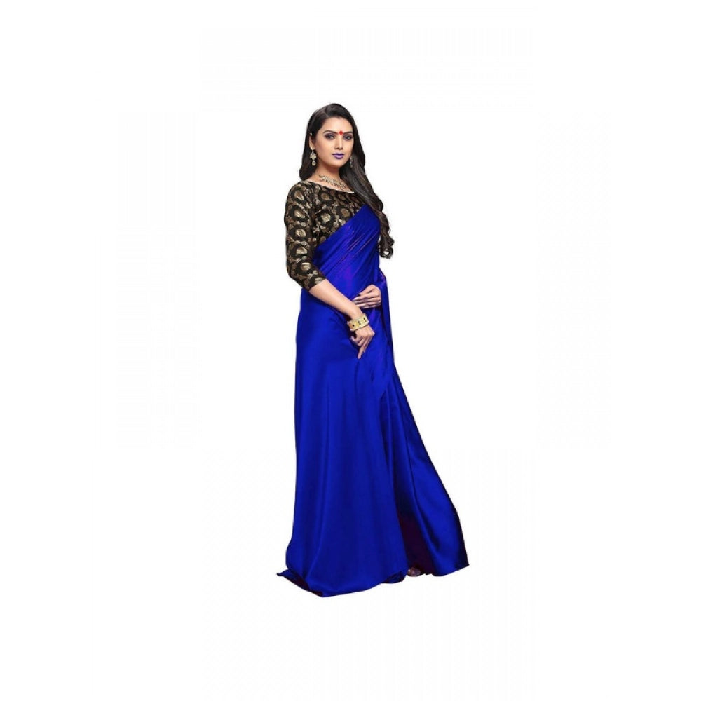 Royal Women's Satin Solid Saree With Blouse Piece