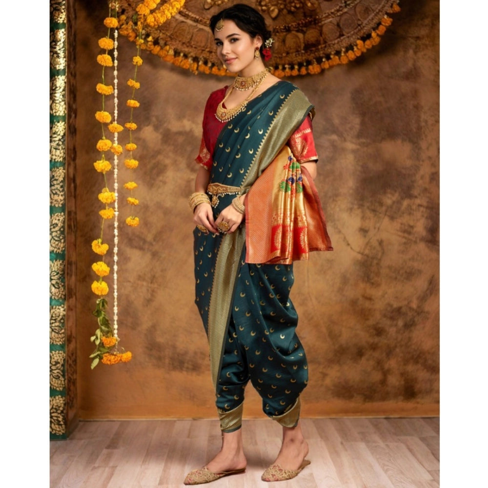 Adorable Women's Silk Blend Zari Woven Saree With Blouse Piece