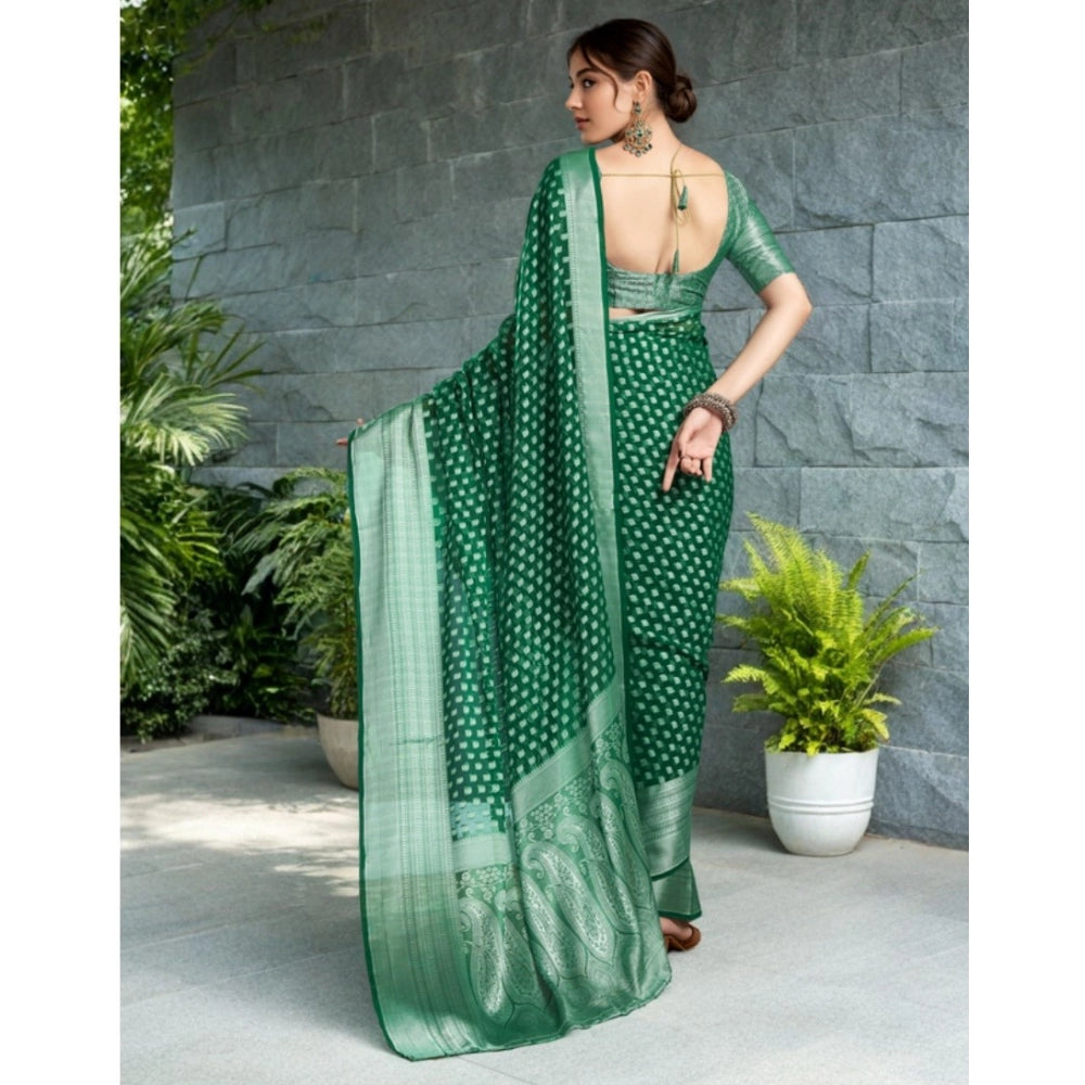 Sensational Women's Georgette Weaving Saree With Blouse Piece