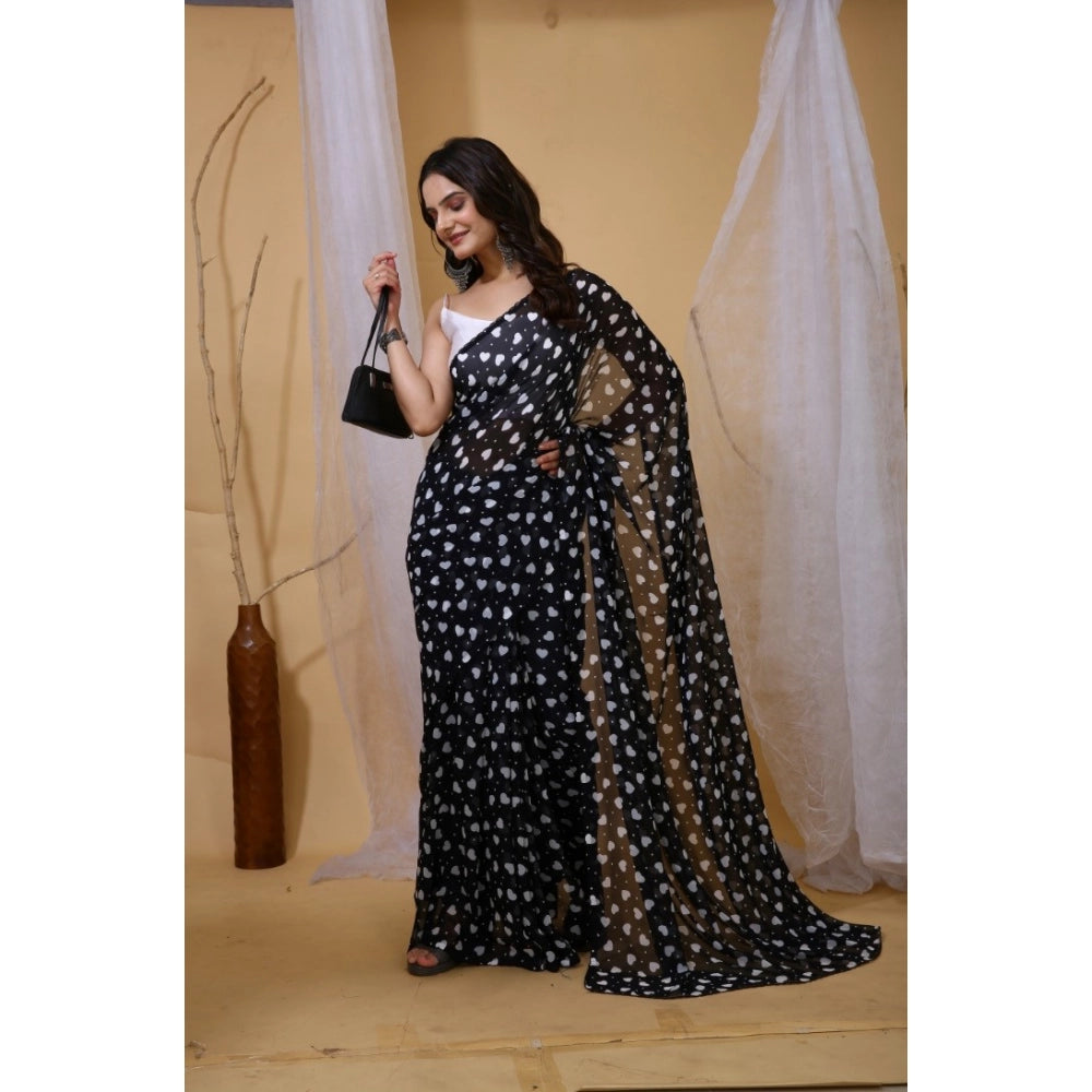 Lovely Women's Georgette Printed Saree With Blouse Piece