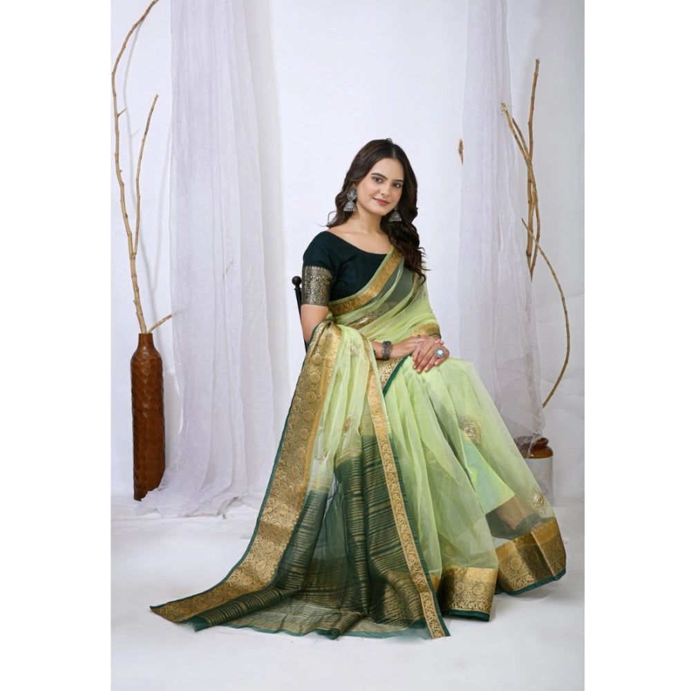 Ravishing Women's Organza jacquard Embellished Saree With Blouse Piece