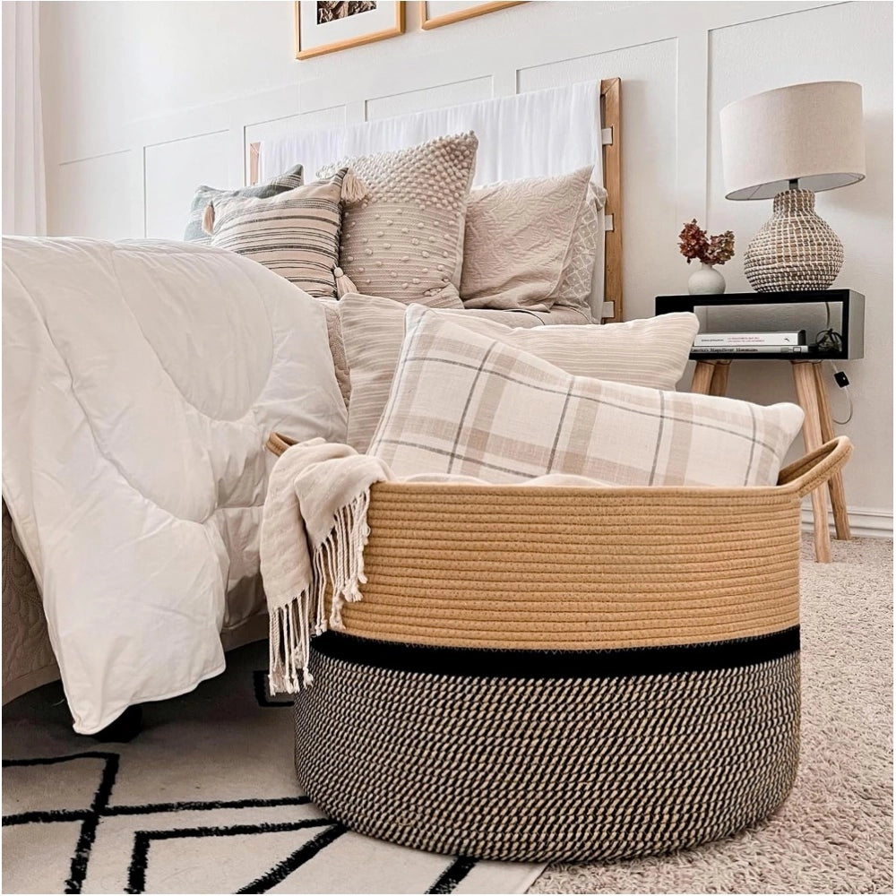 Charming Cotton Dori 16x14 Inch Storage Basket For Clothes