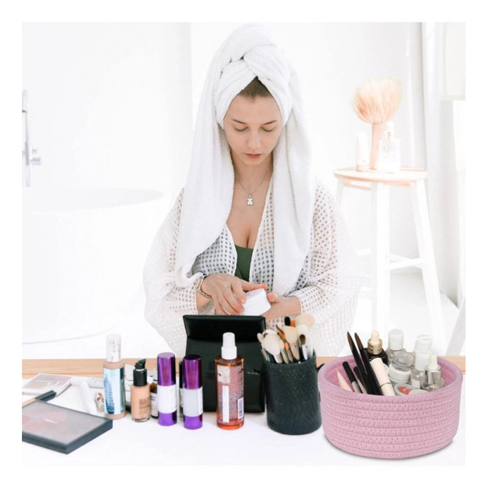 Superior Cotton 8x3 Inch Round 1 Pcs Bedside Organizer