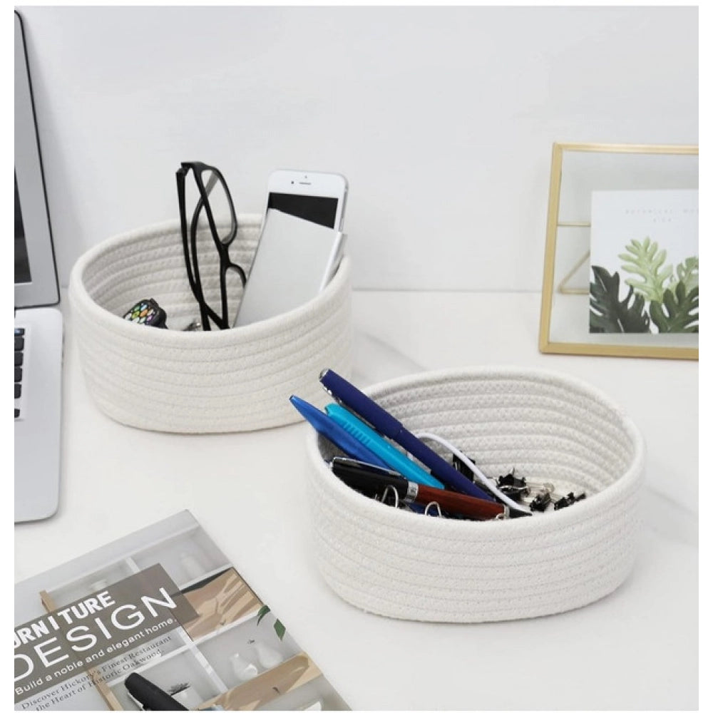 Astonishing Cotton 8x3 Inch Round 2 Set Bedside Organizer
