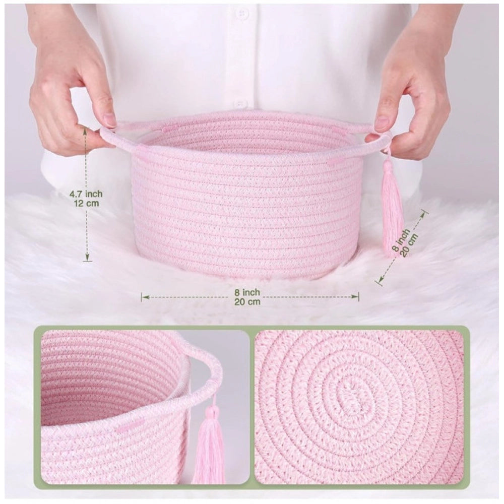 Exclusive Cotton 8x4 Inch Round 2 Set With Jhalar Bedside Organizer