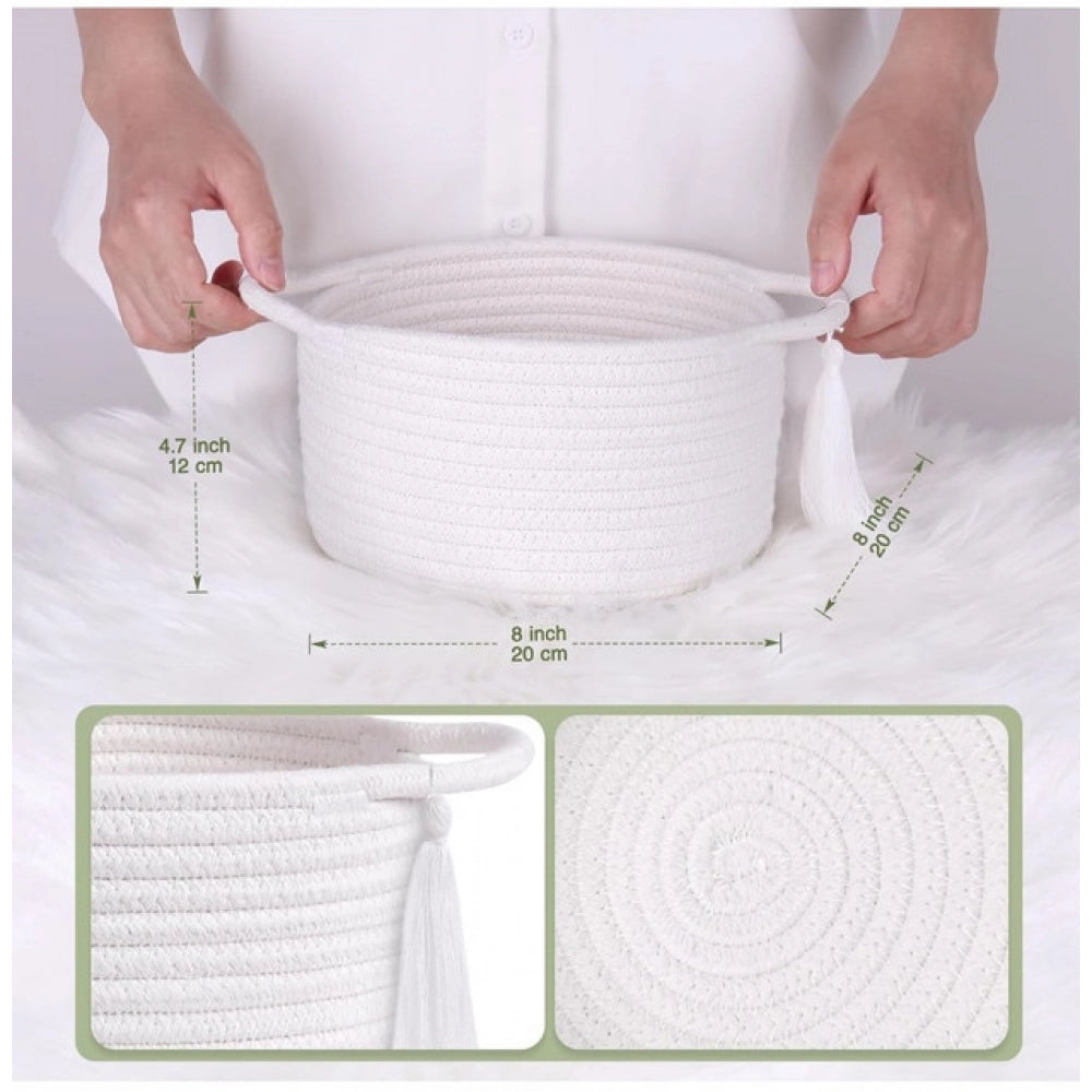 Exclusive Cotton 8x4 Inch Round 2 Set With Jhalar Bedside Organizer