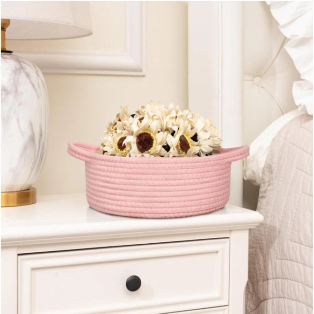 Casual Cotton 8x3 Inch Round Bedside Organizer