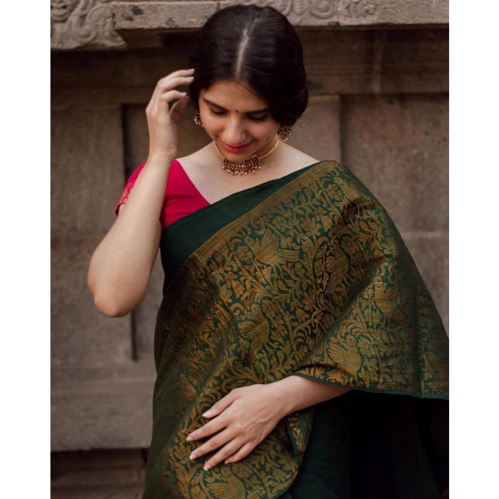 Sophisticated Women's Soft Lichi Silk Printed Saree With Blouse Piece
