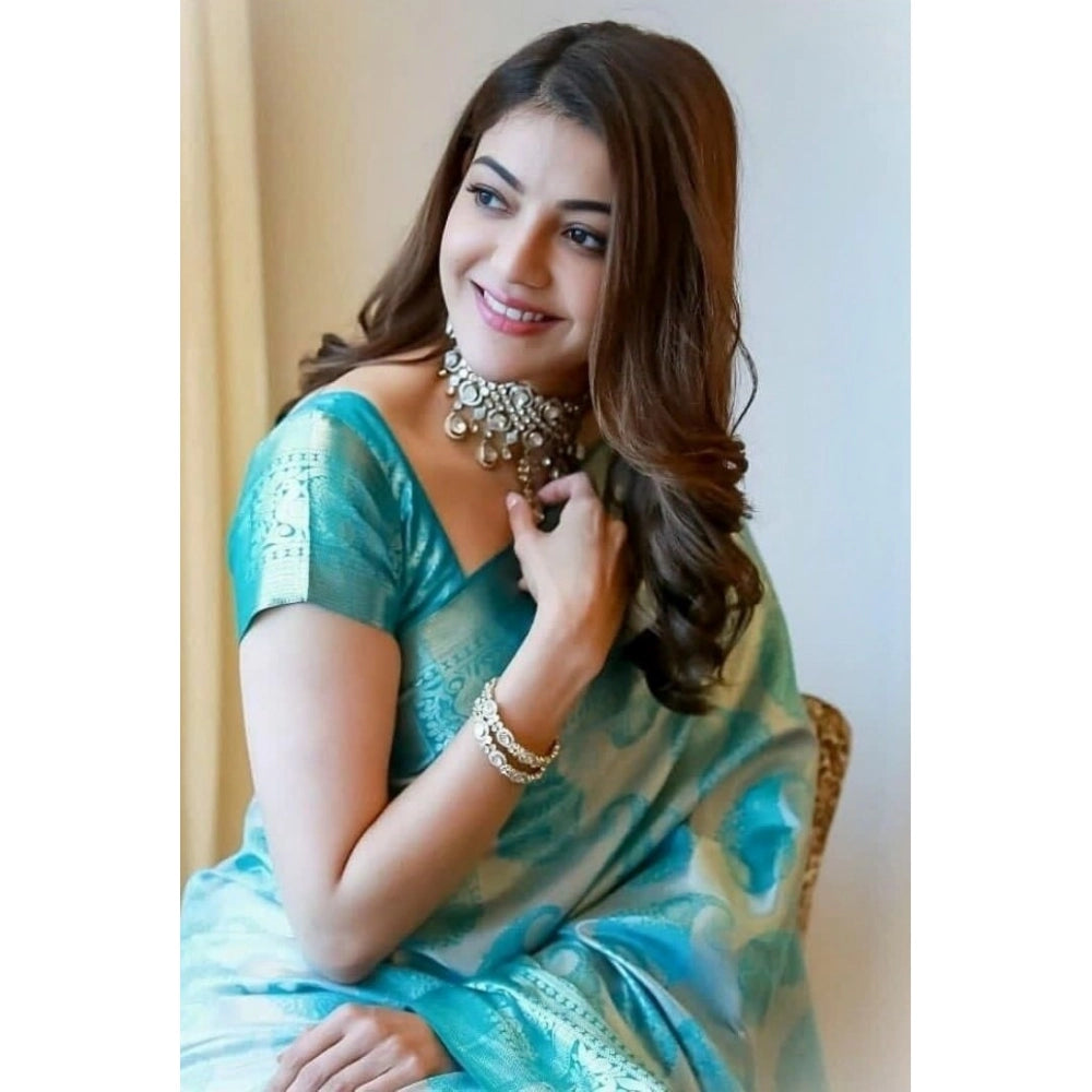 Exquisite Women's Soft Lichi Silk Printed Saree With Blouse Piece