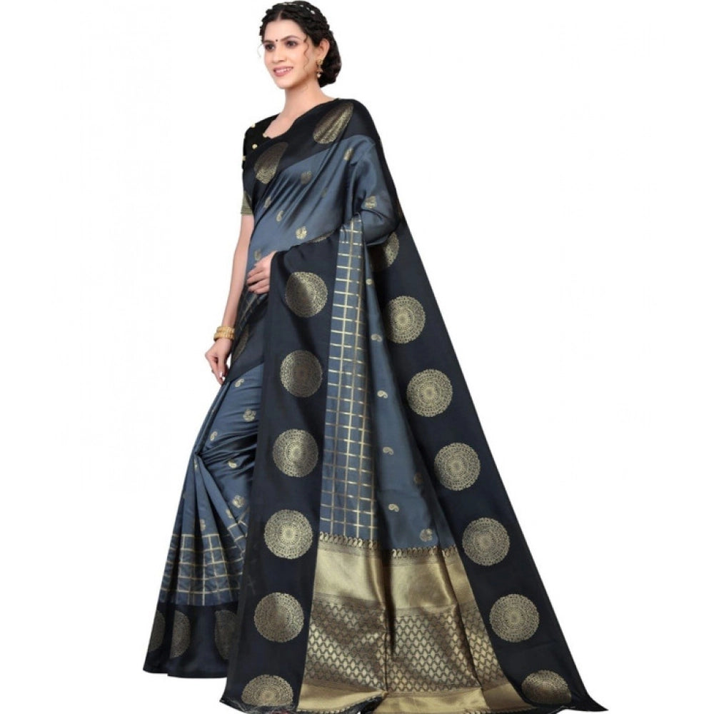 Modish Women's Soft Lichi Silk Printed Saree With Blouse Piece