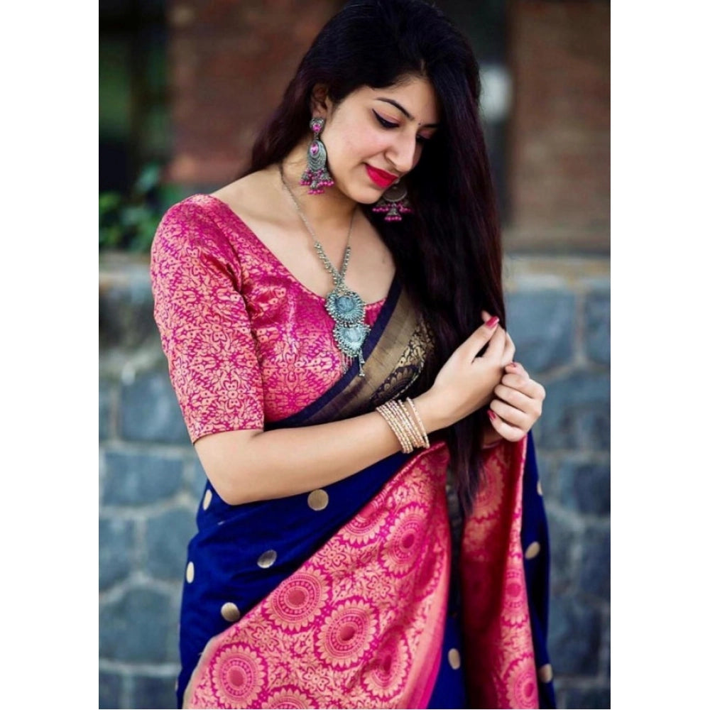 Sassy Women's Soft Lichi Silk Printed Saree With Blouse Piece