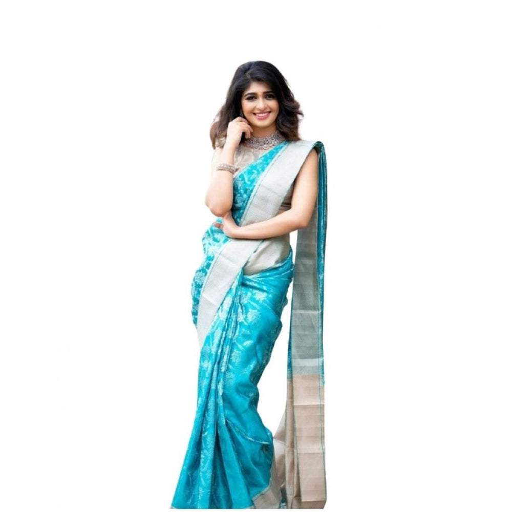 Exquisite Women's Soft Lichi Silk Printed Saree With Blouse Piece