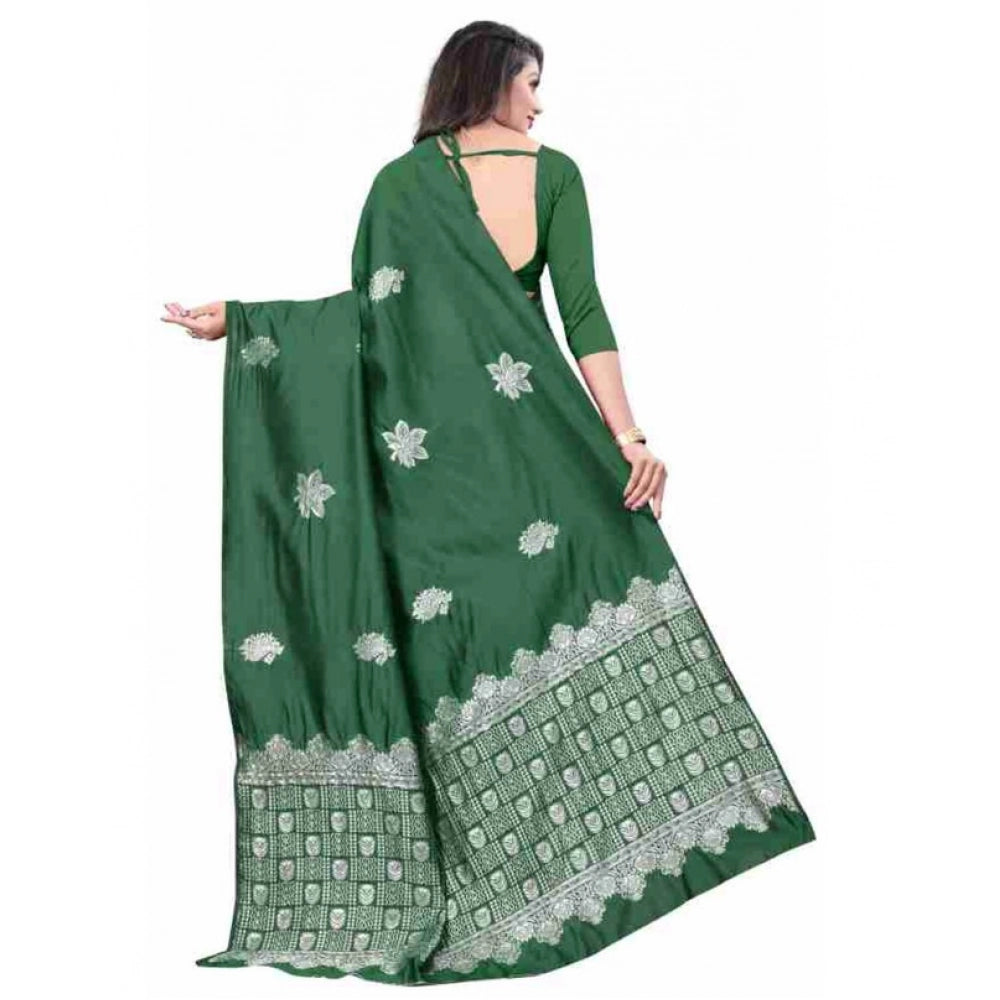 Sophisticated Women's Soft Lichi Silk Printed Saree With Blouse Piece