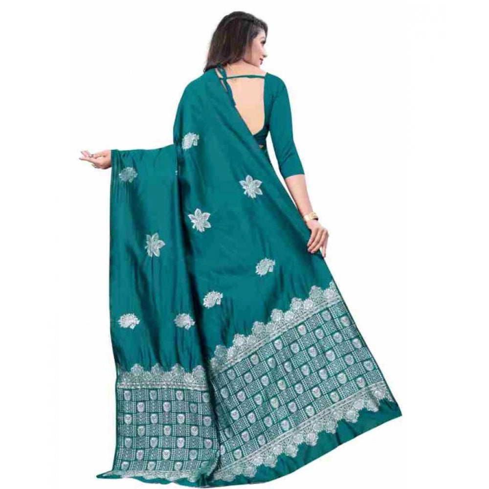 Sophisticated Women's Soft Lichi Silk Printed Saree With Blouse Piece