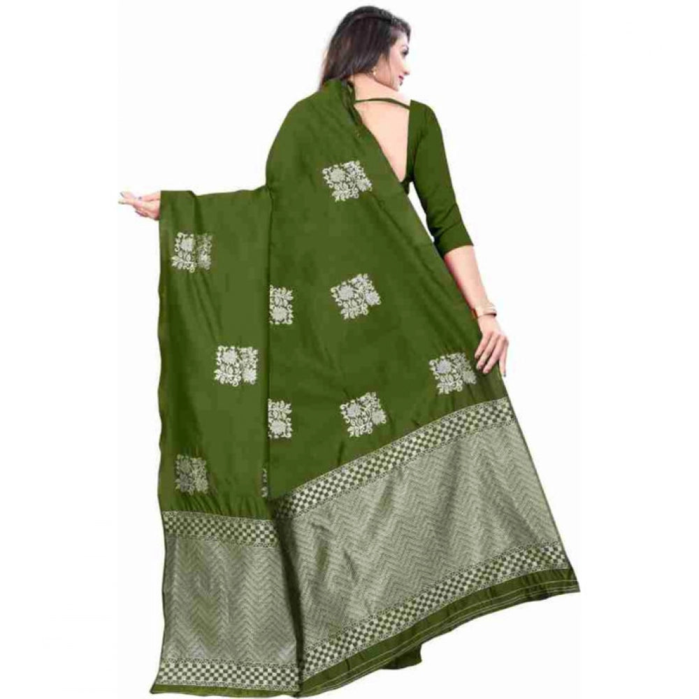 Sophisticated Women's Soft Lichi Silk Printed Saree With Blouse Piece