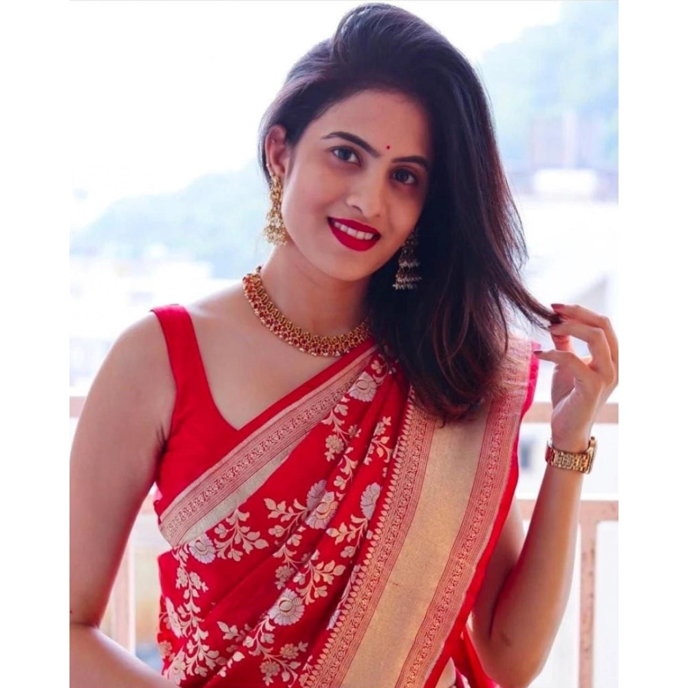 Sophisticated Women's Soft Lichi Silk Printed Saree With Blouse Piece