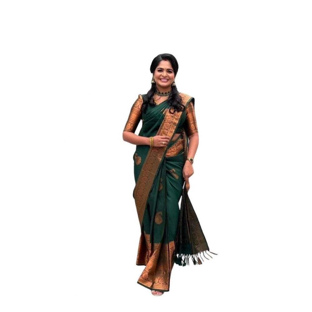 Appealing Women's Soft Lichi Silk Printed Saree With Blouse Piece