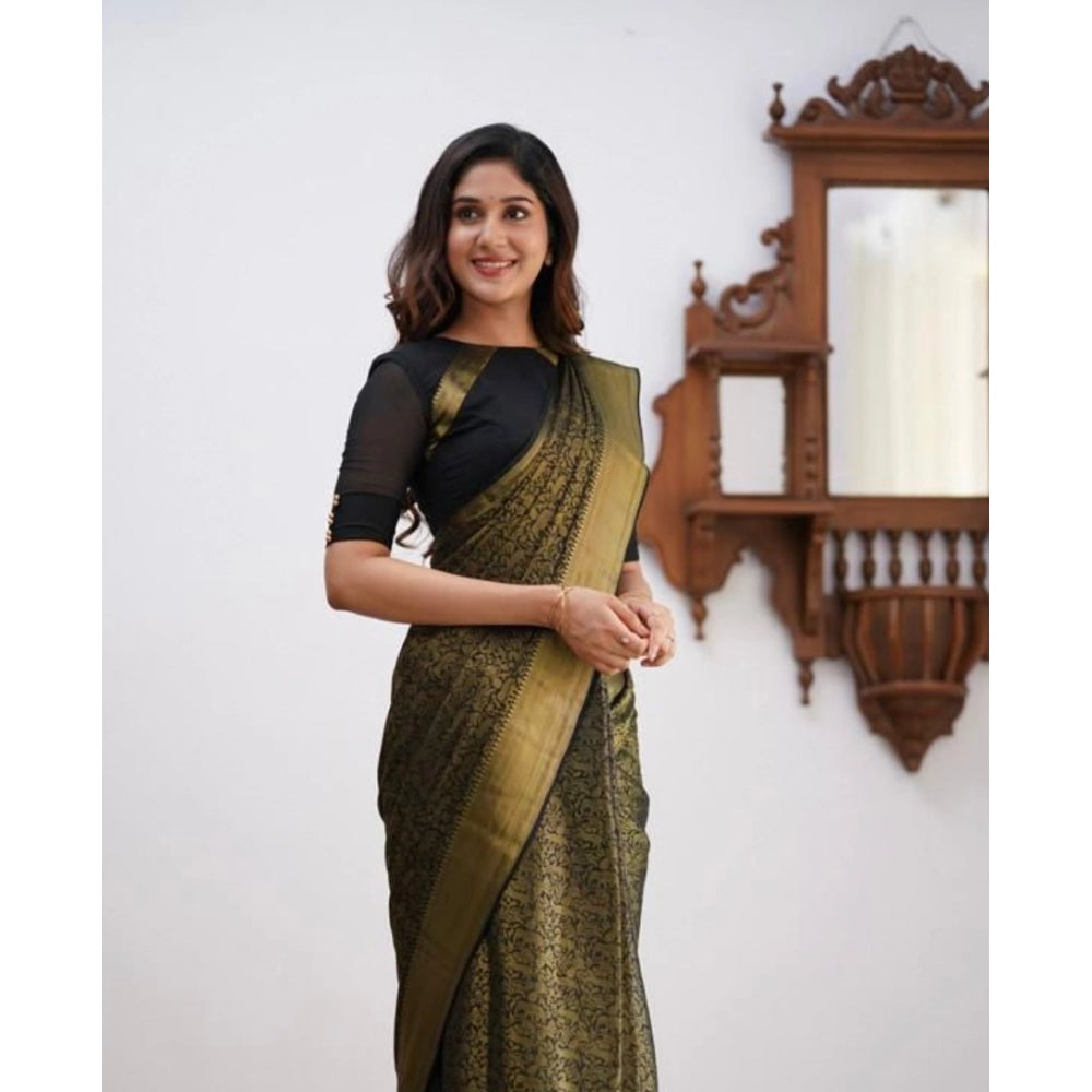 Appealing Women's Soft Lichi Silk Printed Saree With Blouse Piece