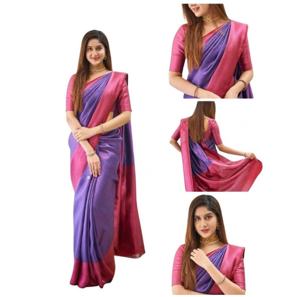 Snazzy Women's Soft Lichi Silk Printed Saree With Blouse Piece