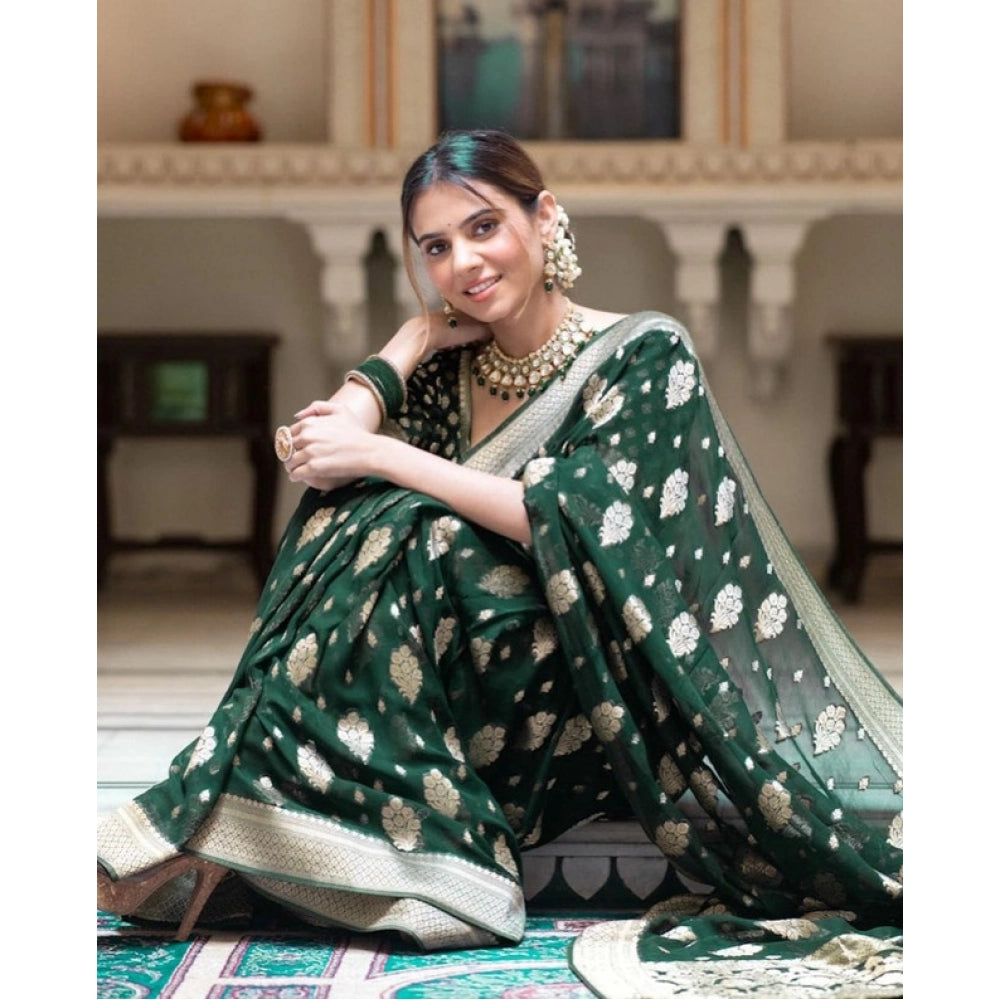 Snazzy Women's Soft Lichi Silk Printed Saree With Blouse Piece