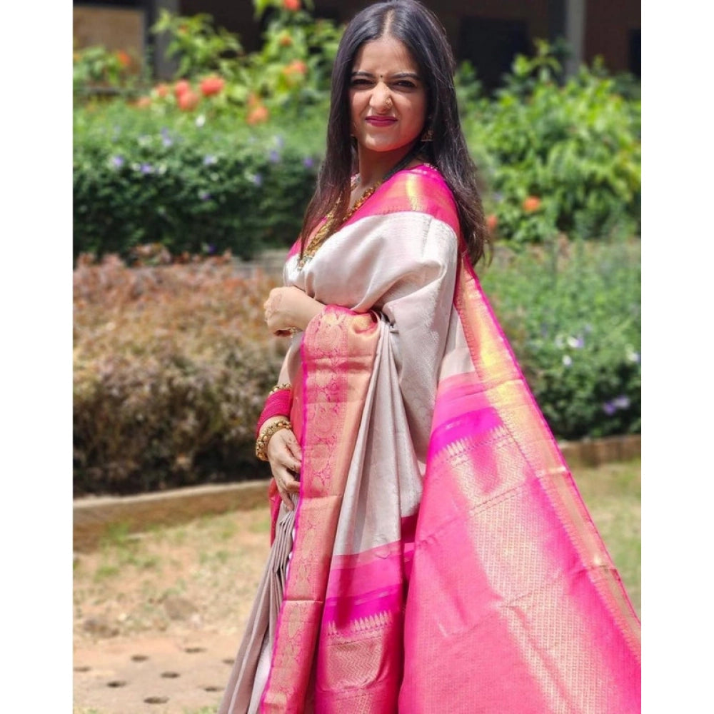 Sassy Women's Soft Lichi Silk Printed Saree With Blouse Piece