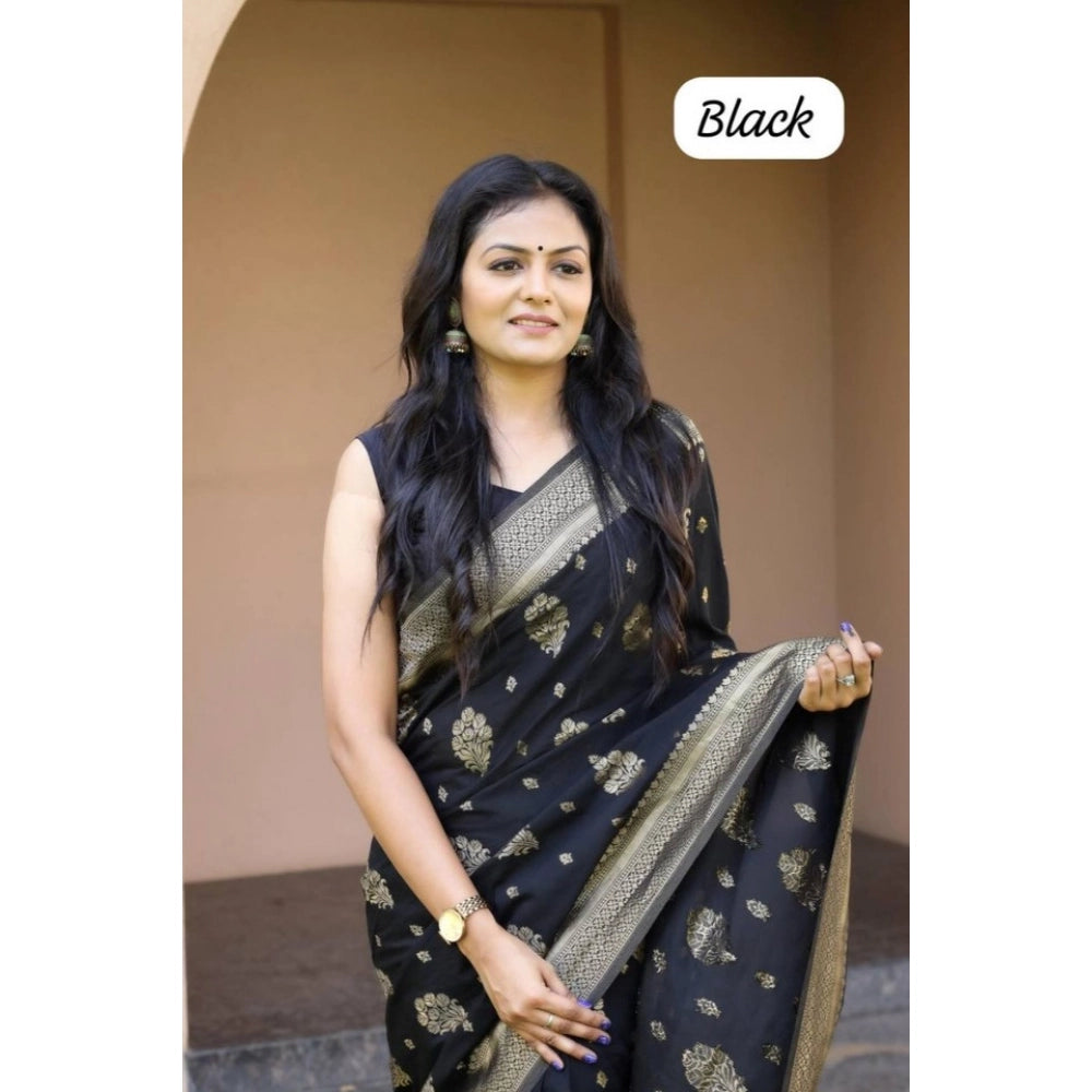 Retro Women's Soft Lichi Silk Printed Saree With Blouse Piece