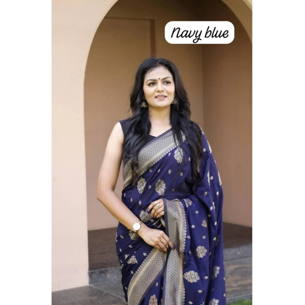Retro Women's Soft Lichi Silk Printed Saree With Blouse Piece