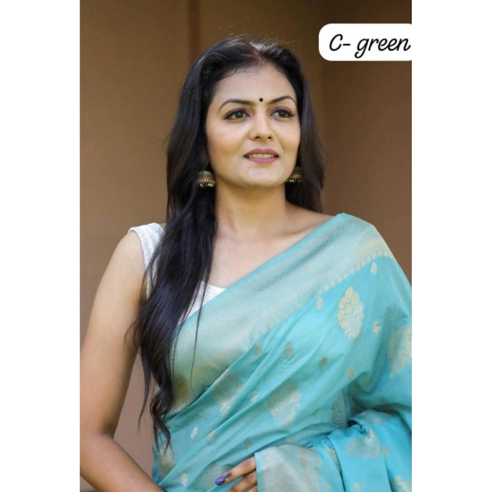 Retro Women's Soft Lichi Silk Printed Saree With Blouse Piece